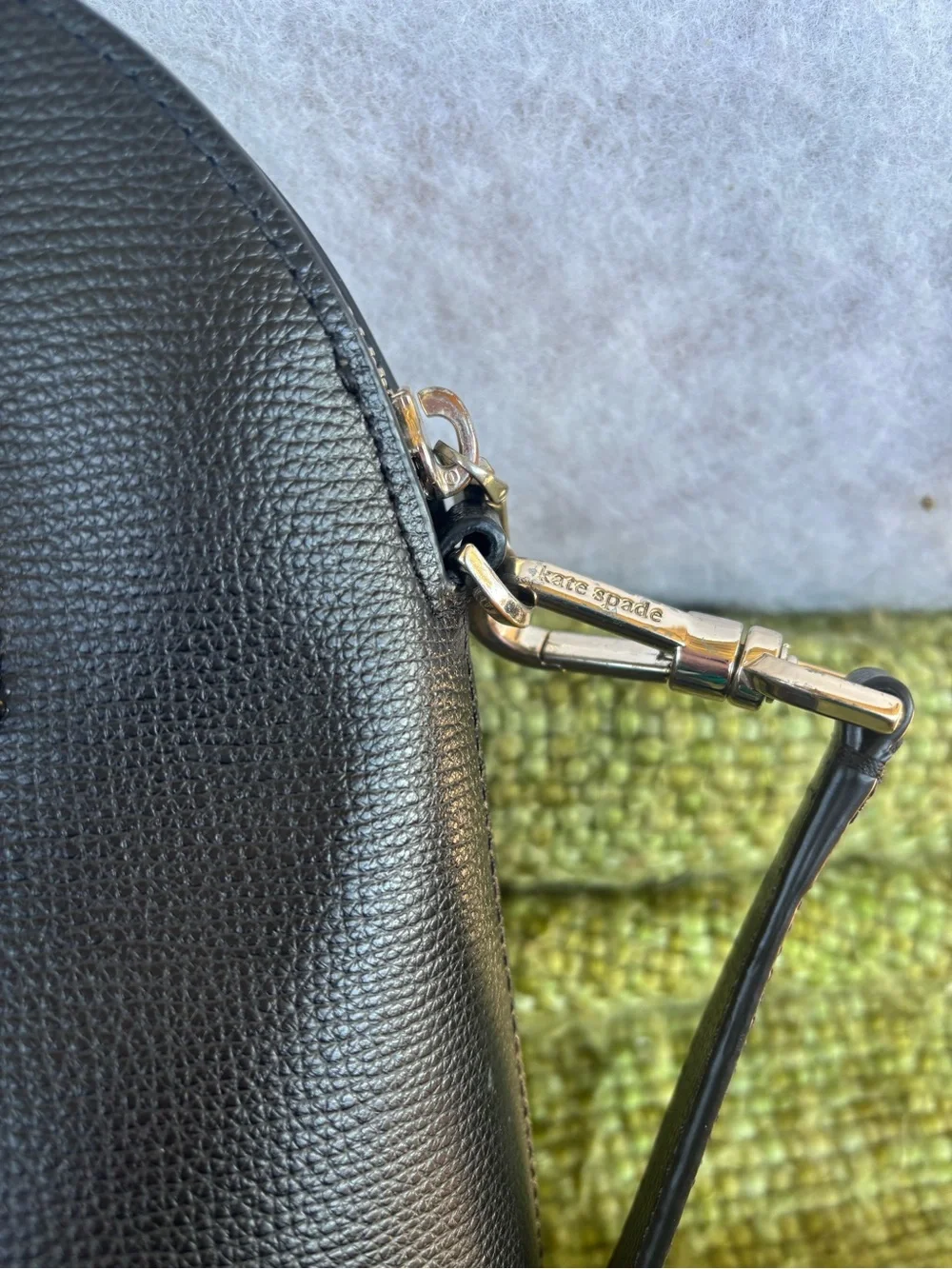 kate spade black dome satchel with detachable strap